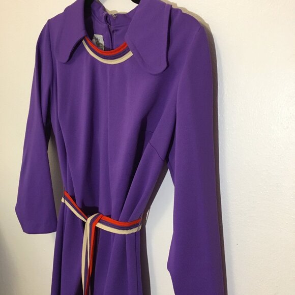 Vintage 60s Dog Ear Beagle Collar Dress with Belt Mod Shift Volup Plus Size (IB) - Picture 11 of 15